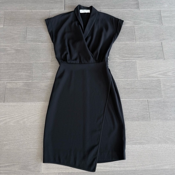 MM Lafleur The Tory Dress Black Size 0 P Career Work Office Faux Wrap Dress - Picture 13 of 16